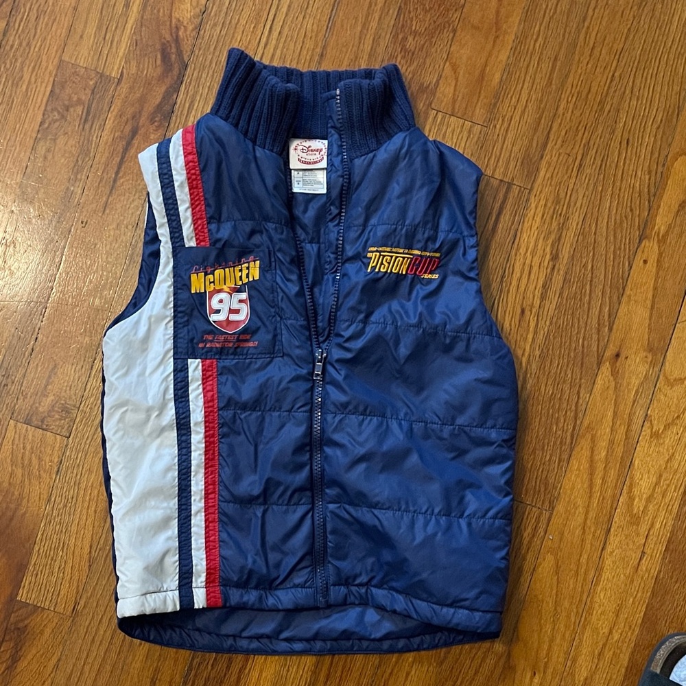 Disney Cars Lightening McQueen Blue and White puffer style Vest